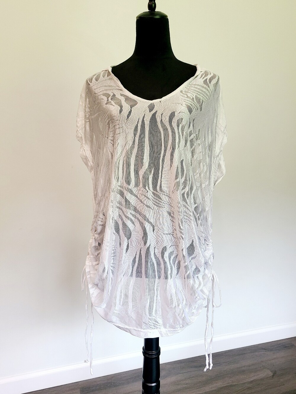 BONGO White Sheer Patterned Swim Cover-Up Tunic